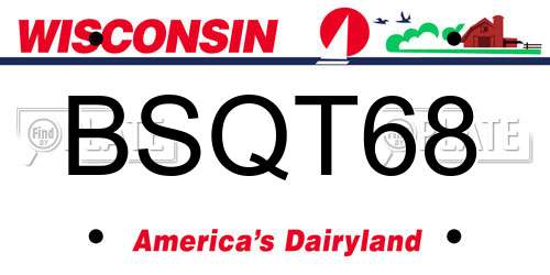 BSQT68 Wisconsin License Plate