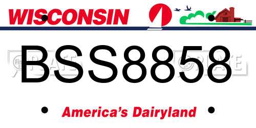 BSS8858 Wisconsin License Plate