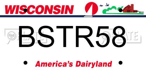 BSTR58 Wisconsin License Plate