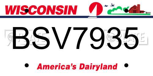 BSV7935 Wisconsin License Plate