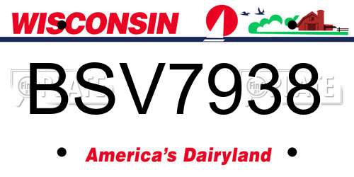 BSV7938 Wisconsin License Plate