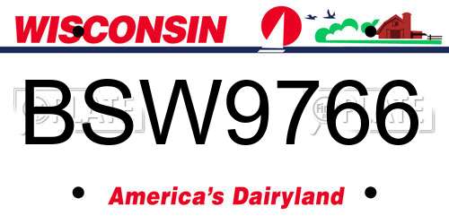 BSW9766 Wisconsin License Plate
