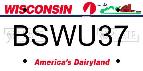 BSWU37 Wisconsin License Plate