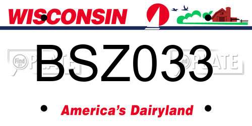 BSZ033 Wisconsin License Plate