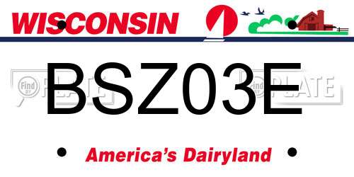 BSZ03E Wisconsin License Plate