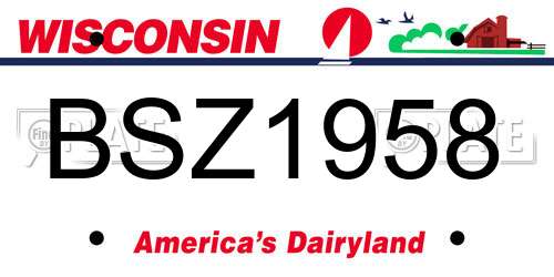 BSZ1958 Wisconsin License Plate