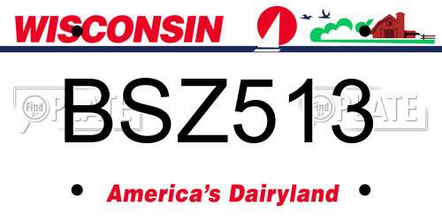 BSZ513 Wisconsin License Plate