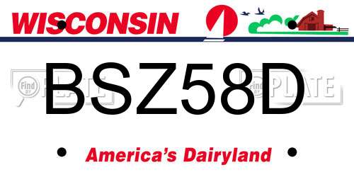 BSZ58D Wisconsin License Plate