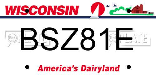 BSZ81E Wisconsin License Plate