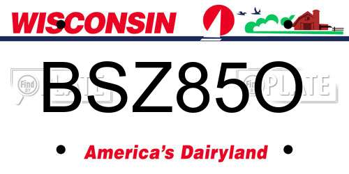 BSZ85O Wisconsin License Plate
