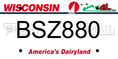 BSZ880 Wisconsin License Plate