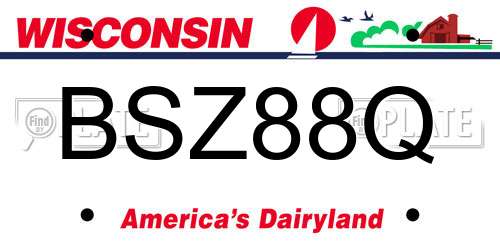 BSZ88Q Wisconsin License Plate