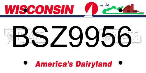 BSZ9956 Wisconsin License Plate