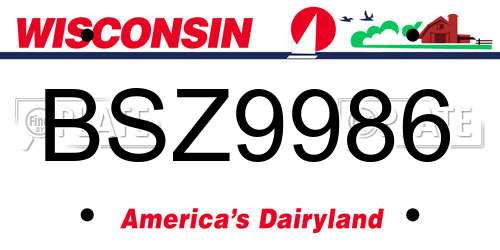 BSZ9986 Wisconsin License Plate