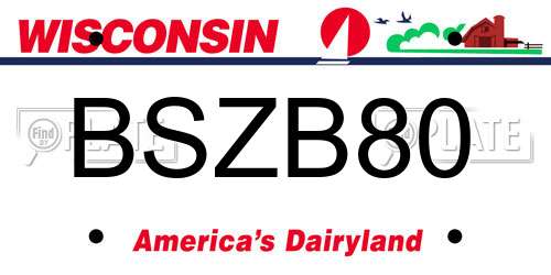 BSZB80 Wisconsin License Plate