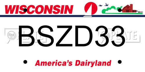 BSZD33 Wisconsin License Plate