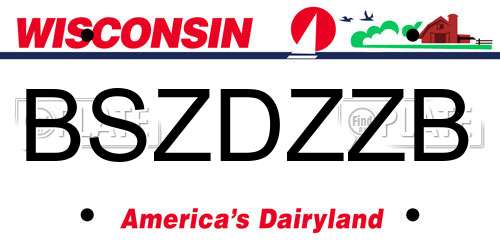 BSZDZZB Wisconsin License Plate