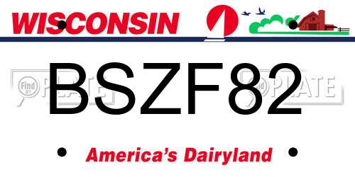 BSZF82 Wisconsin License Plate