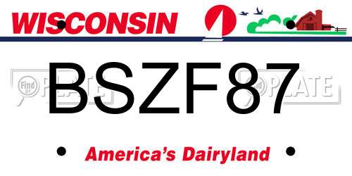 BSZF87 Wisconsin License Plate