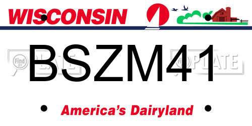 BSZM41 Wisconsin License Plate