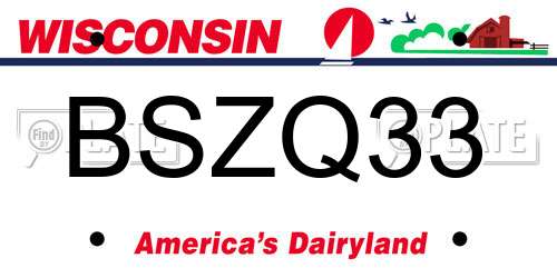 BSZQ33 Wisconsin License Plate