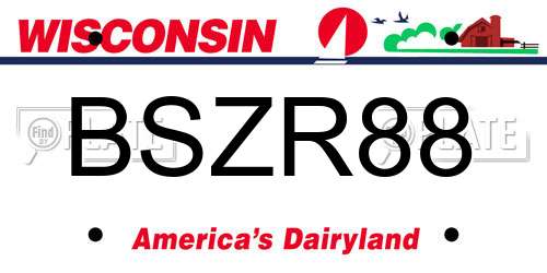 BSZR88 Wisconsin License Plate