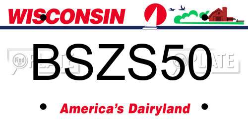 BSZS50 Wisconsin License Plate
