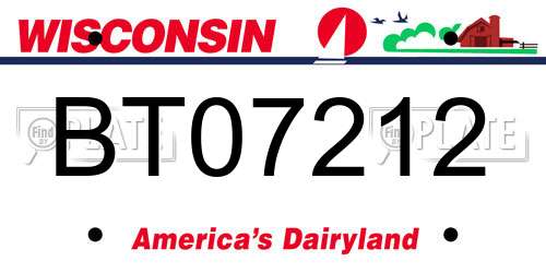 BT07212 Wisconsin License Plate