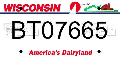 BT07665 Wisconsin License Plate