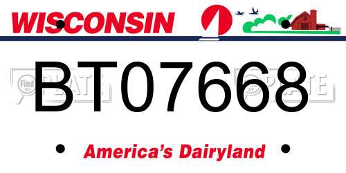 BT07668 Wisconsin License Plate