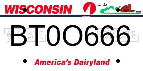 BT0O666 Wisconsin License Plate