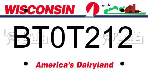 BT0T212 Wisconsin License Plate