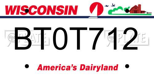 BT0T712 Wisconsin License Plate