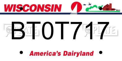 BT0T717 Wisconsin License Plate