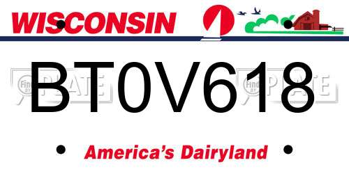 BT0V618 Wisconsin License Plate
