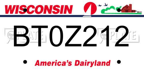 BT0Z212 Wisconsin License Plate