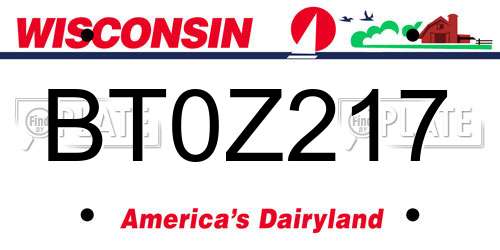 BT0Z217 Wisconsin License Plate