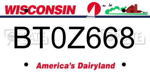 BT0Z668 Wisconsin License Plate