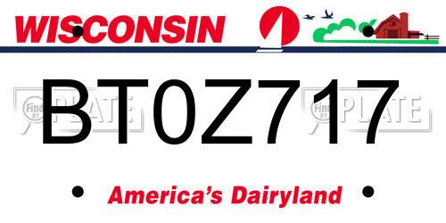 BT0Z717 Wisconsin License Plate