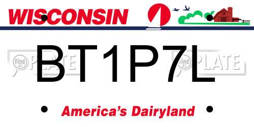 BT1P7L Wisconsin License Plate