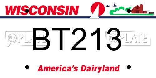 BT213 Wisconsin License Plate