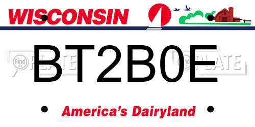 BT2B0E Wisconsin License Plate