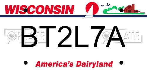 BT2L7A Wisconsin License Plate