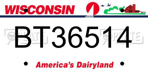 BT36514 Wisconsin License Plate