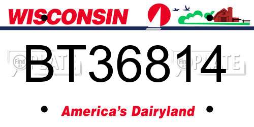 BT36814 Wisconsin License Plate