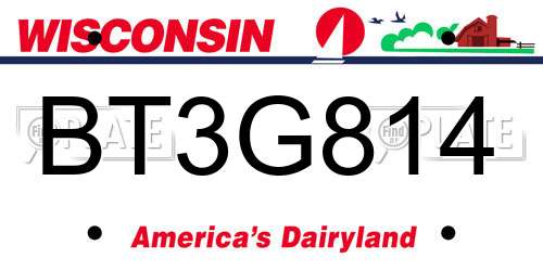 BT3G814 Wisconsin License Plate