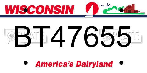 BT47655 Wisconsin License Plate