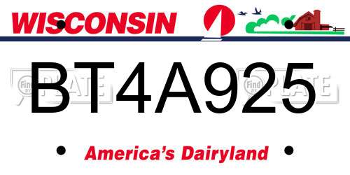 BT4A925 Wisconsin License Plate