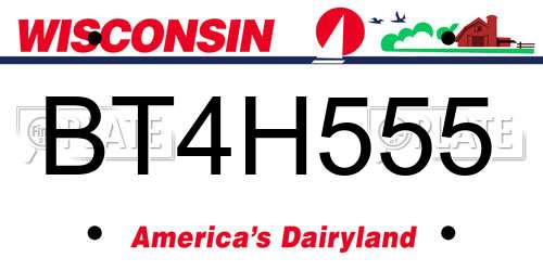 BT4H555 Wisconsin License Plate