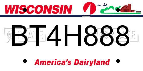 BT4H888 Wisconsin License Plate